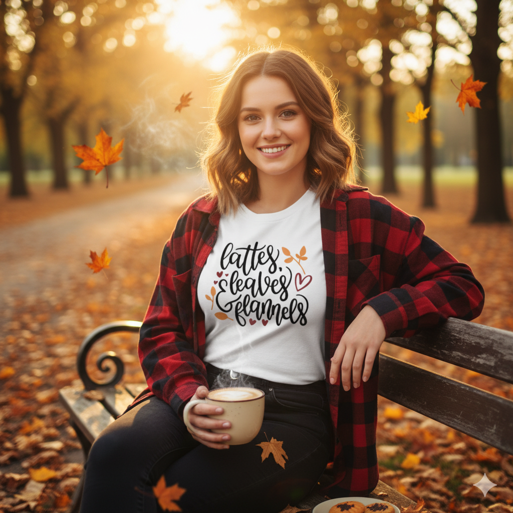 Lattes, leaves, & Flannels Girls Shirt Boys Ladies Shirt Mens Shirt Shirt Thanksgiving Fall