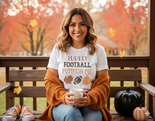 Turkey Football Pumpkin Pie Girls Shirt Boys Shirt Fall