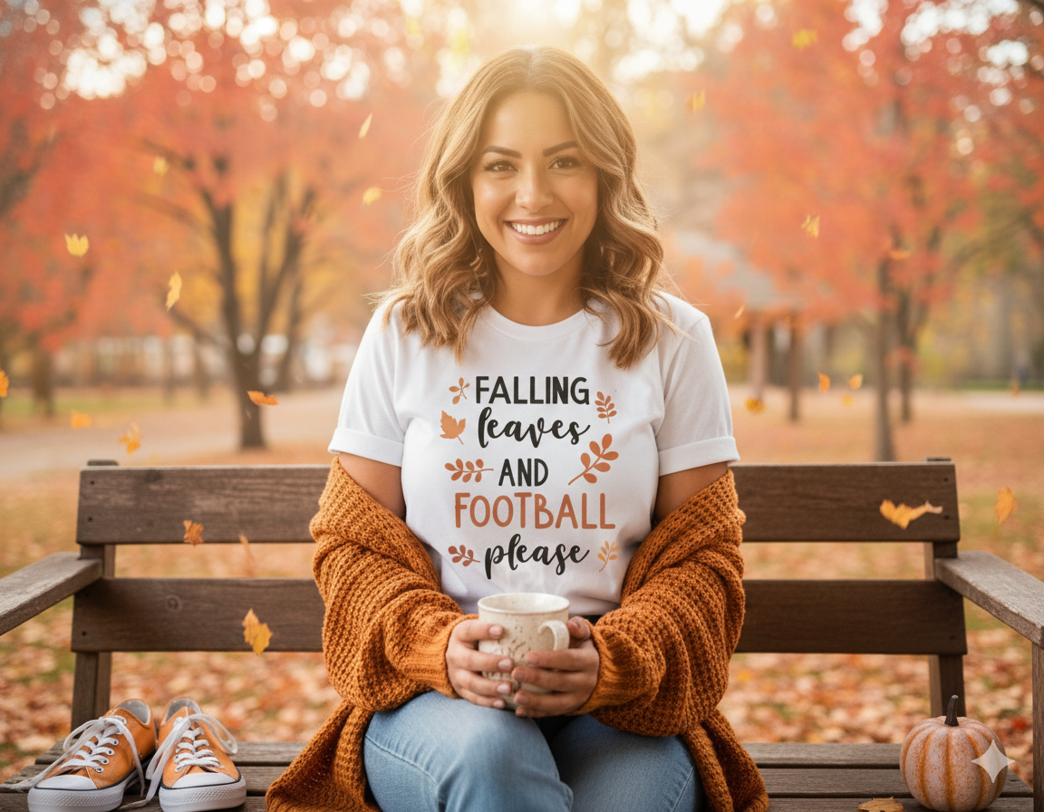 Falling Leaves and Football Please Girls Shirt Boys Shirt Fall