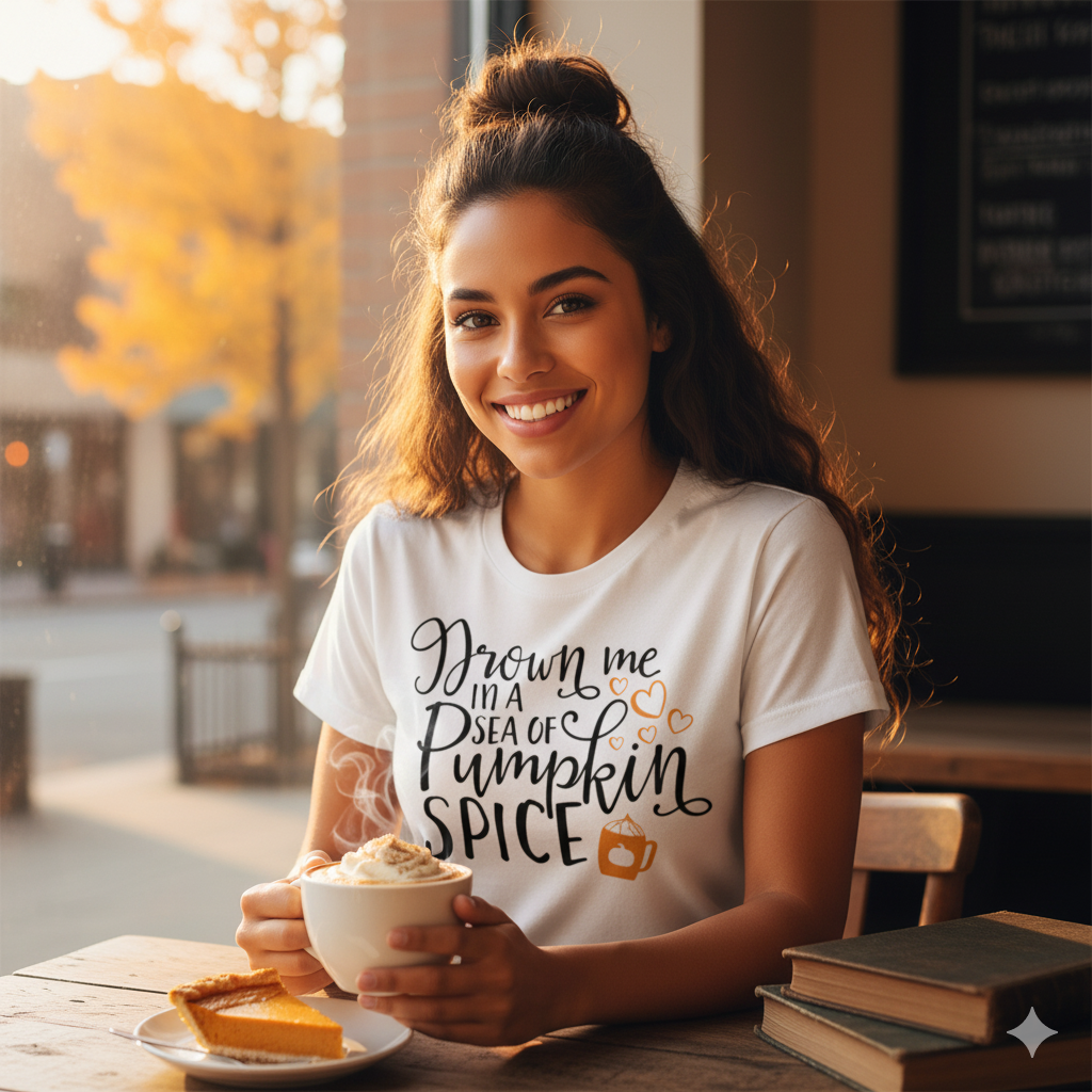 Drown Me In A Sea of Pumpkin Spice Lattes Girls Shirt Boys Shirt Ladies Shirt Fall