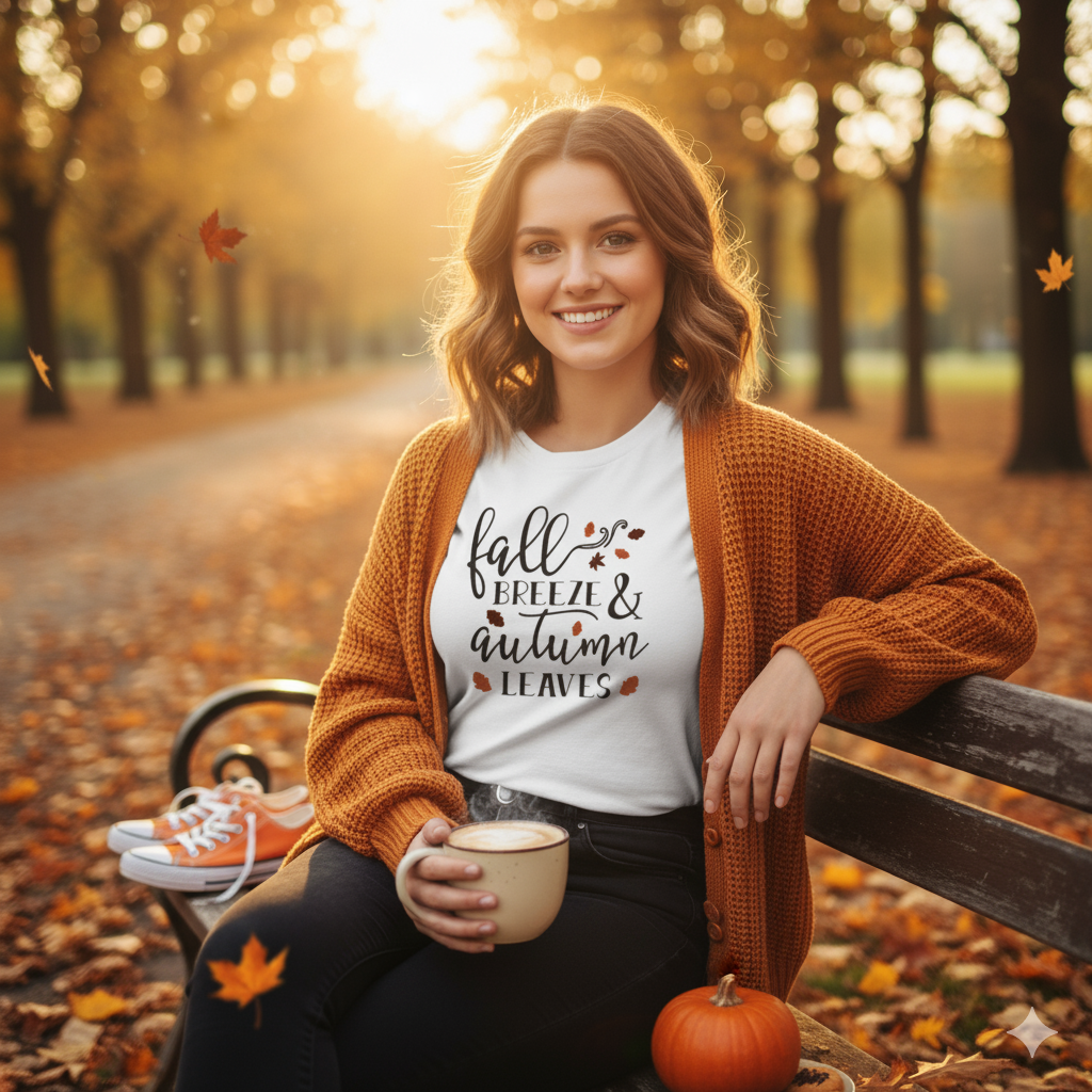 Fall Breeze & Autumn Leaves Girls Shirt Boys Shirt Fall