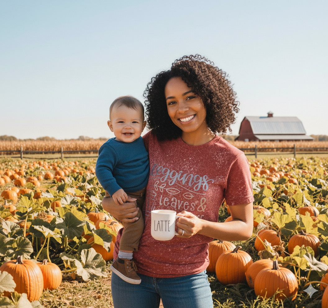 Leggings Leaves and Lattes Pleases Ladies Shirt Fall
