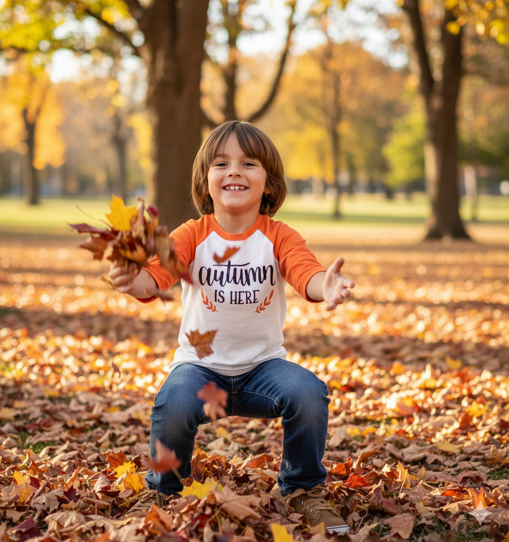 Autumn is here  Girls Shirt Boys Shirt Ladies Shirt Mens Shirt Fall