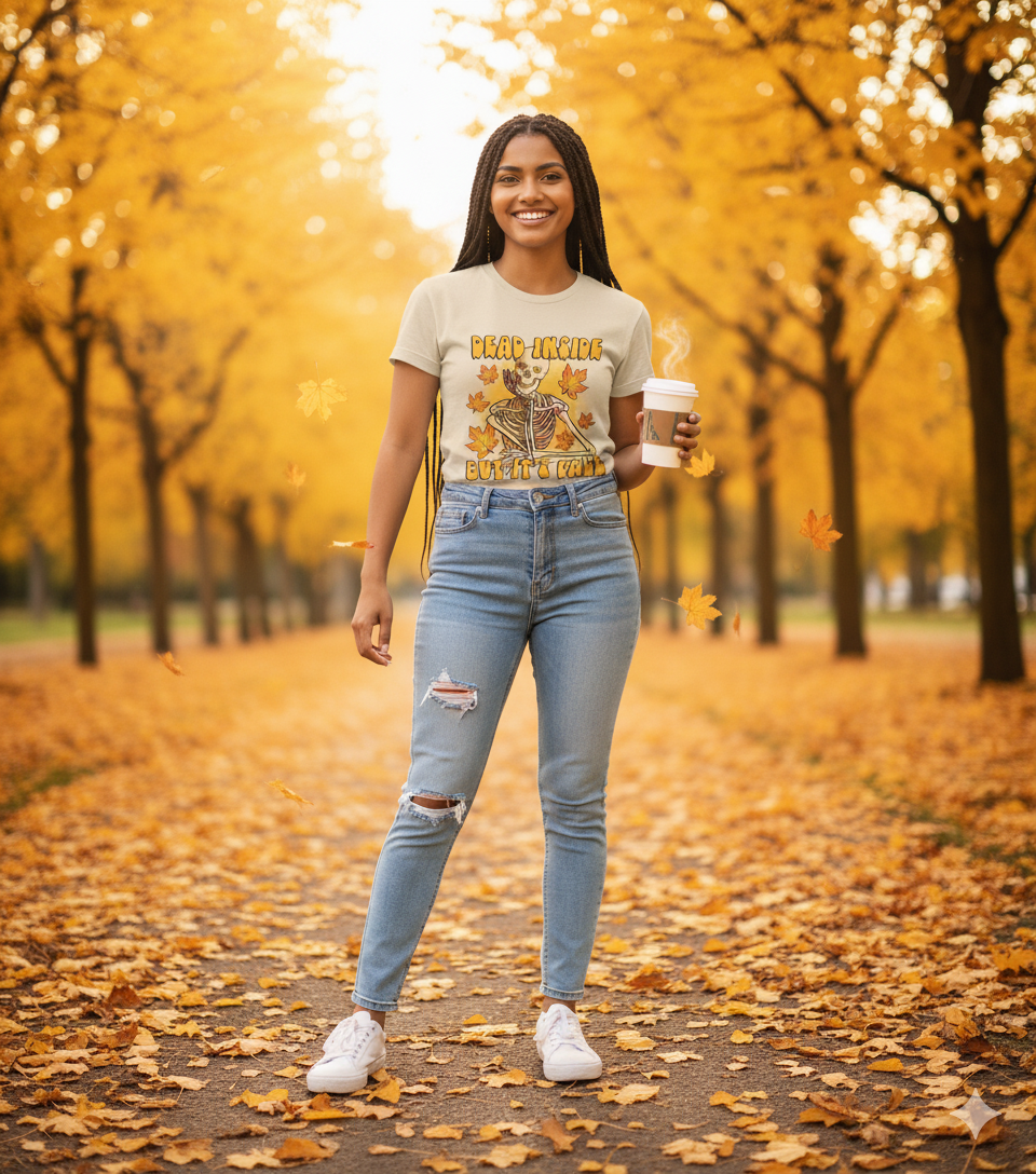 Dead Inside But Its Fall Ladies Shirt Girls Shirt Boys Shirt