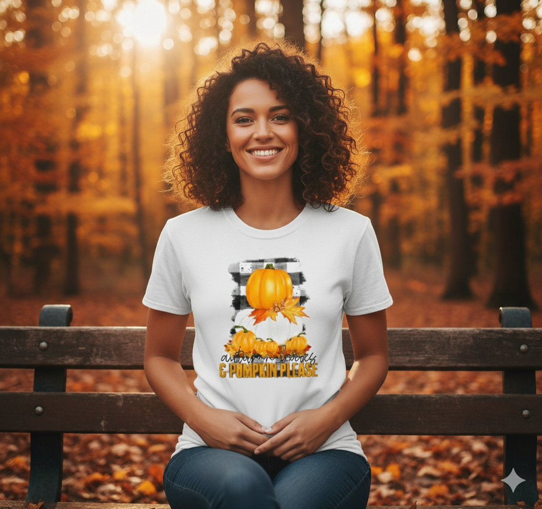 Autumn Leaves & Pumpkin Please Thanksgiving Fall Girls Shirt