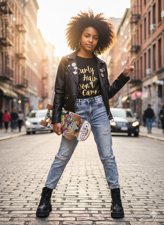 Curly Hair Don't Care Girls Shirt
