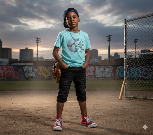 Never Let The Fear Baseball Boys Shirt Girls Shirt Ladies Shirt Mens Shirt