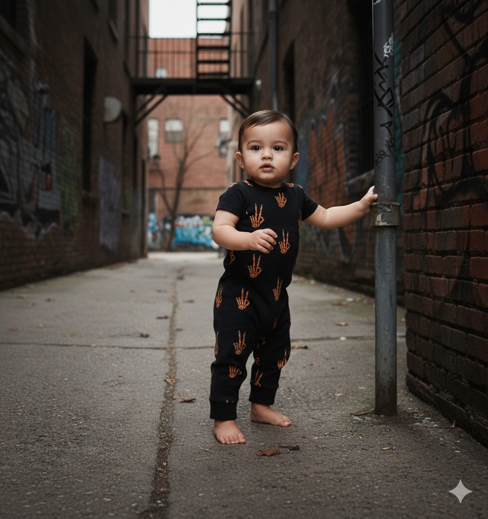 Orange Peace Skull Hand Halloween Handmade