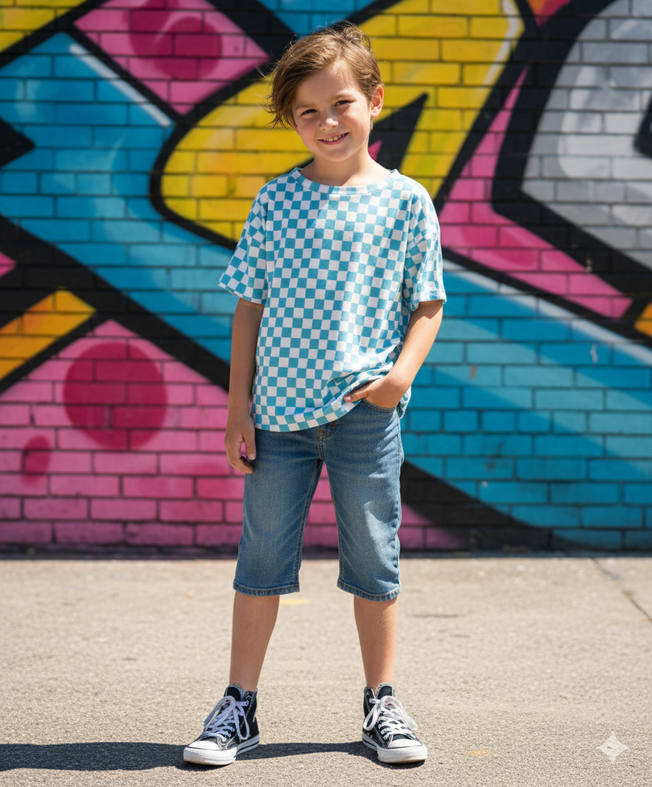 Light Blue Checker Back to School Handmade