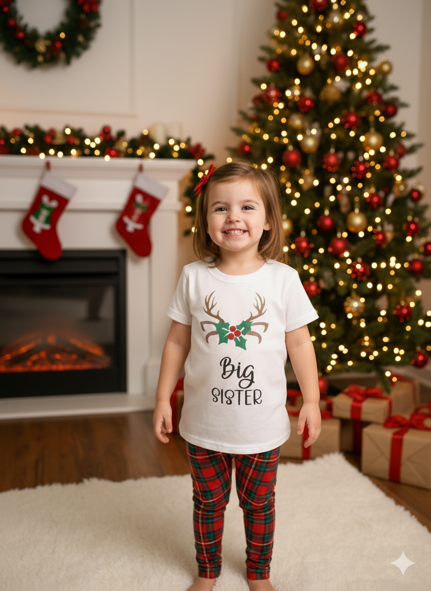 Big Sister Christmas Girls Shirt Ladies Shirt