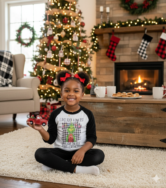 I Just Took A DNA Grinch Christmas Raglan Girls Boys Girls Shirt Boys Shirt
