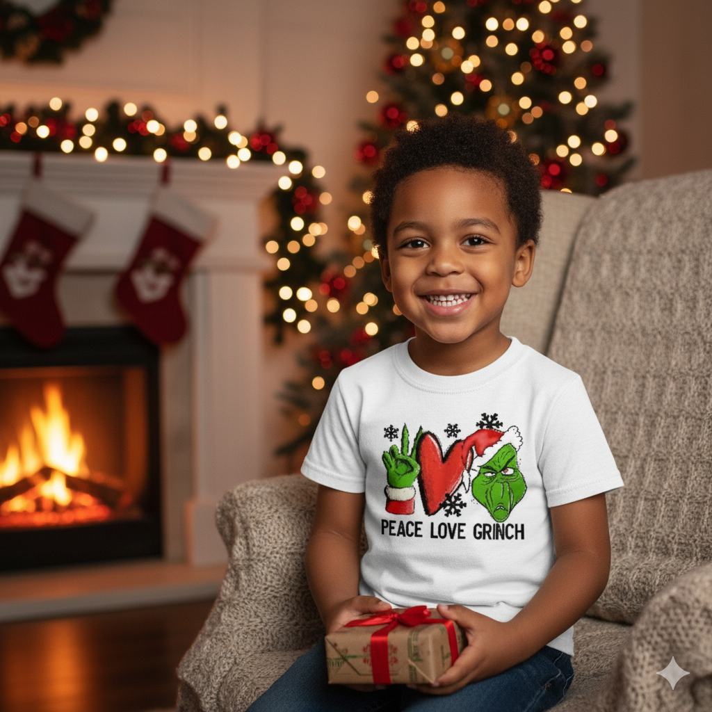Peace Love Grinch Christmas Boys Shirt Girls Shirt Ladies Shirt Mens Shirt
