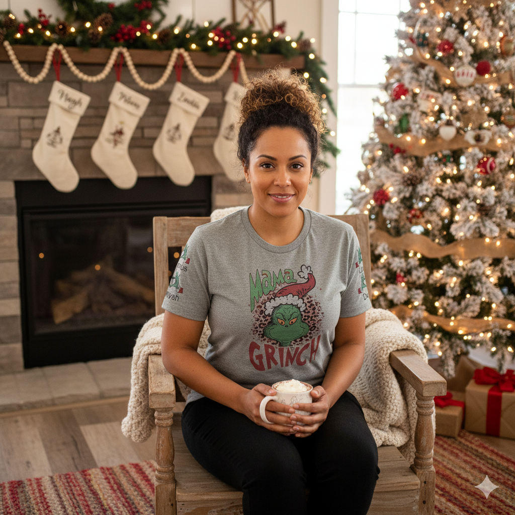 Mama Grinch Christmas Ladies Shirt
