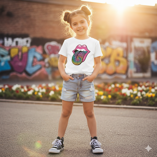 Rolling Stones Leopard Tongue Girls Shirt Ladies Shirt