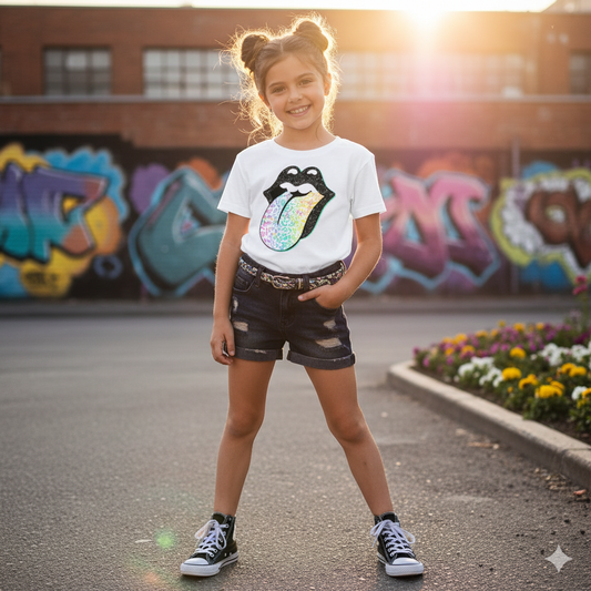 Rolling Stones Leopard Tongue Girls Shirt Ladies Shirt