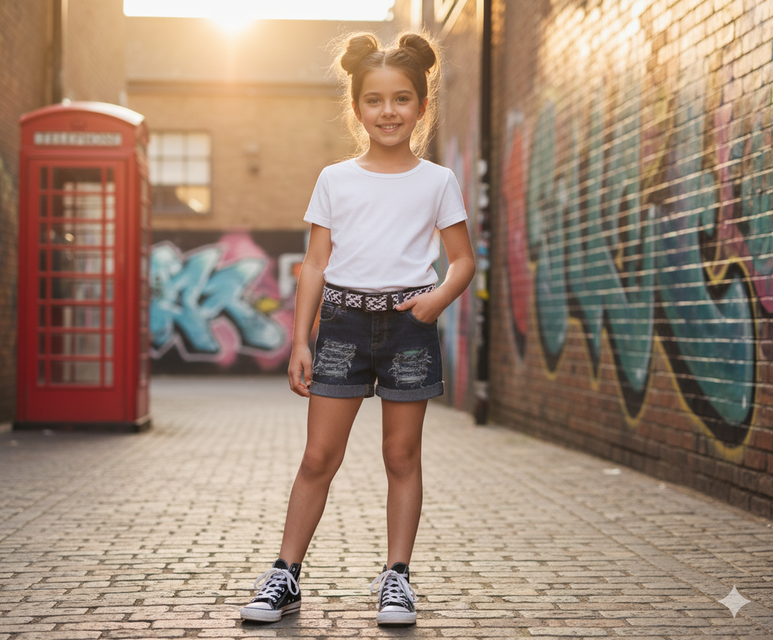 Mint Girls Distressed Jeans Shorts