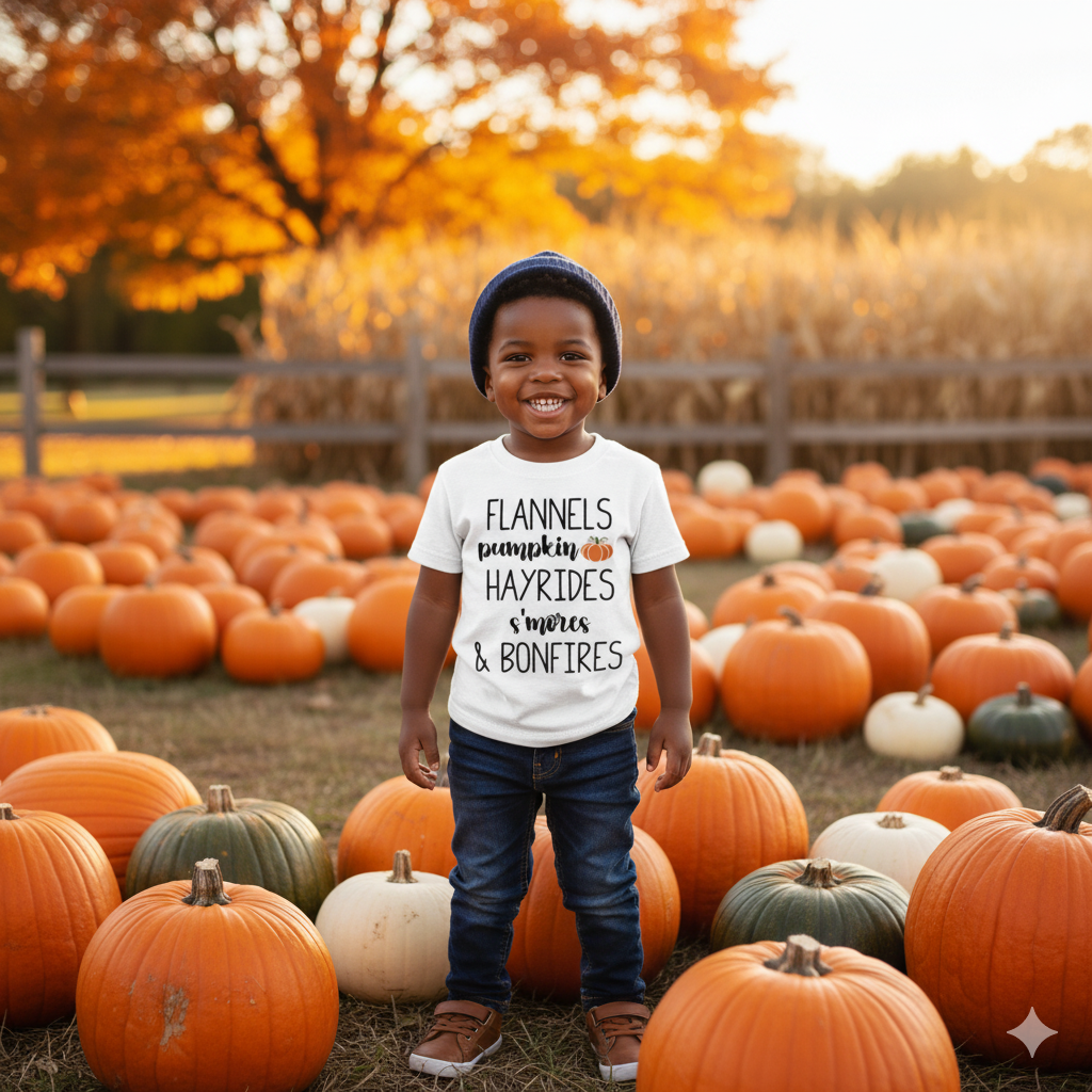Flannels Pumpkins Hayrides Fall Girls Shirt Ladies Shirt Boys Shirt
