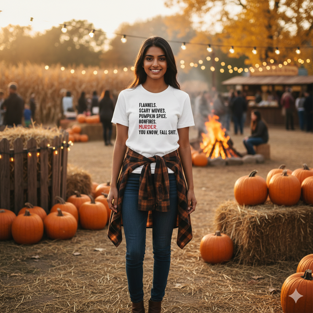 Flannels Scary Movies Pumpkin Spice Fall Girls Shirt Ladies Shirt Boys Shirt