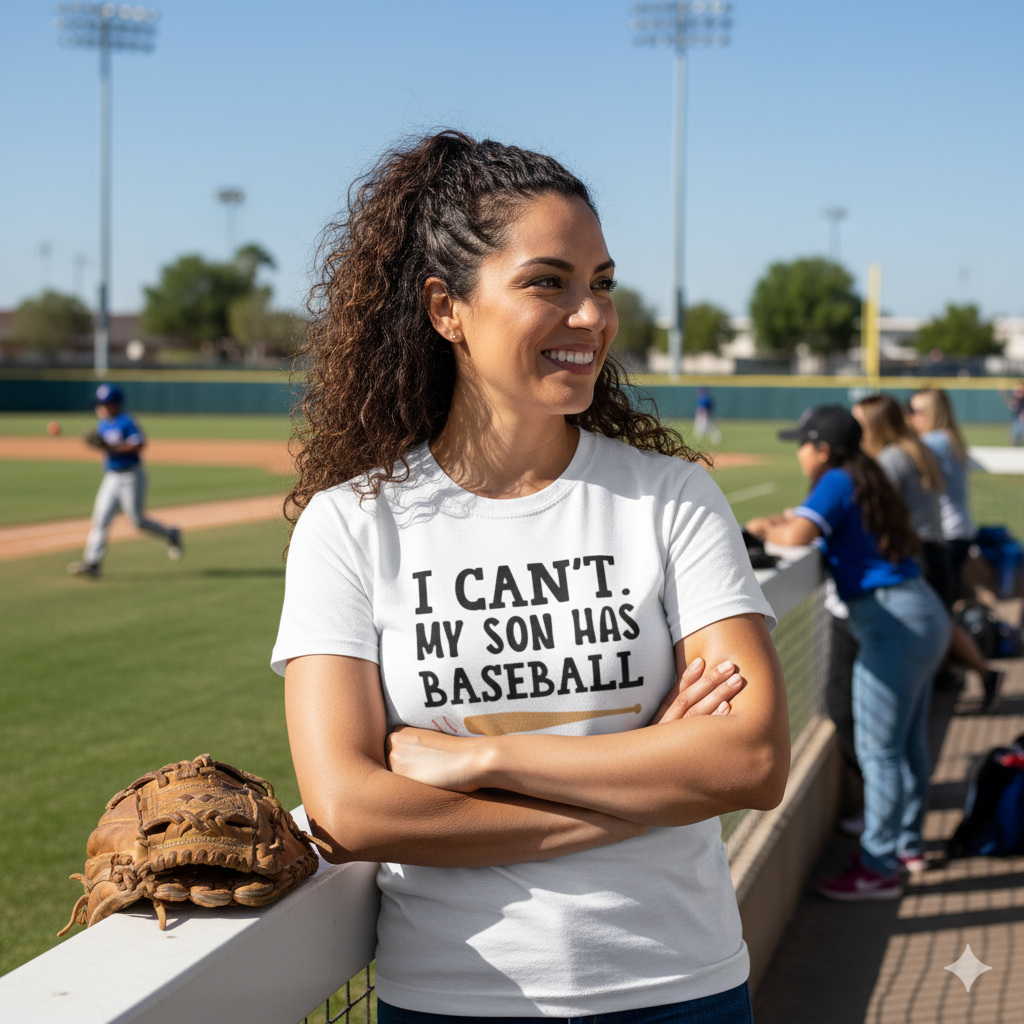 I Can't My Son Has Baseball Ladies Shirt Mens Shirt