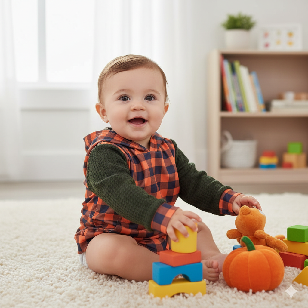 Orange Fall Plaid Handmade