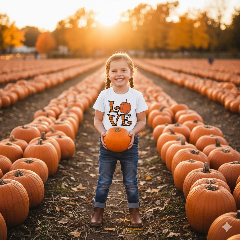 Love Pumpkin Fall Girls Shirt Ladies Shirt