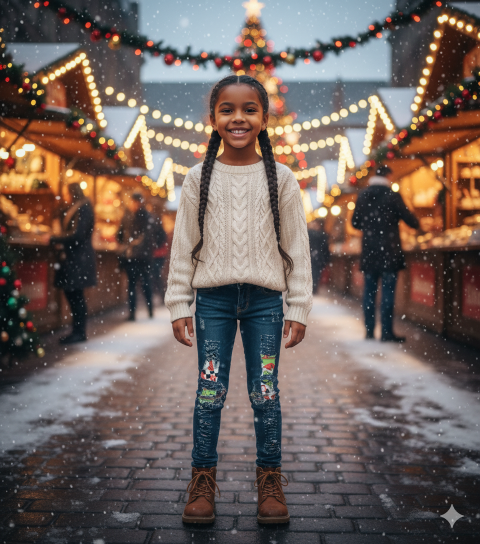 LV Grinch Girls Distressed Jeans Boys Distressed Jeans Christmas