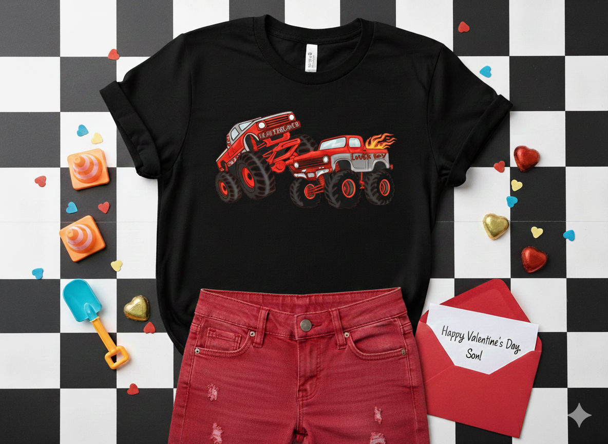 Monster Truck Valentine's Boys Shirt Girls Shirt