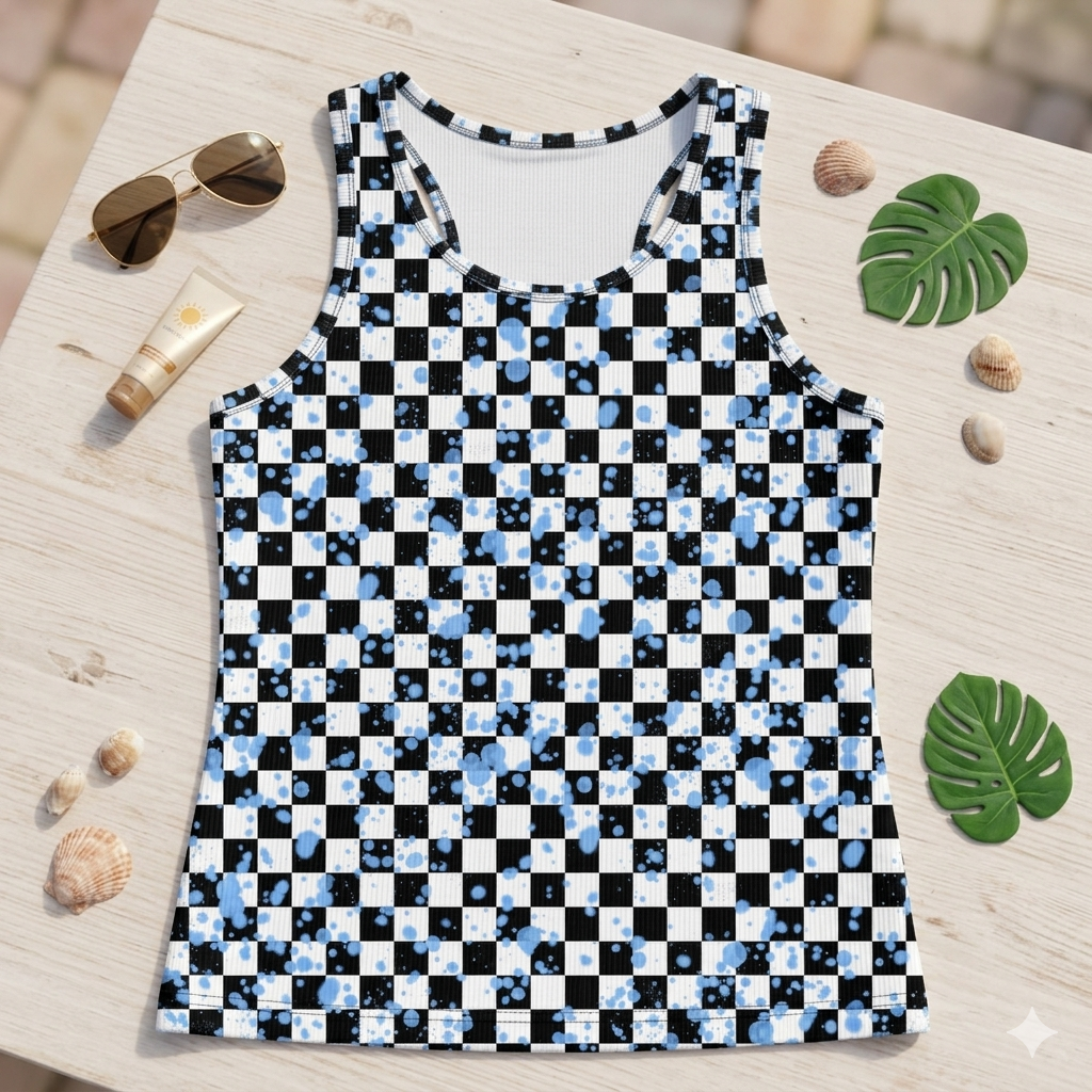 Light Blue Acid Checker Handmade
