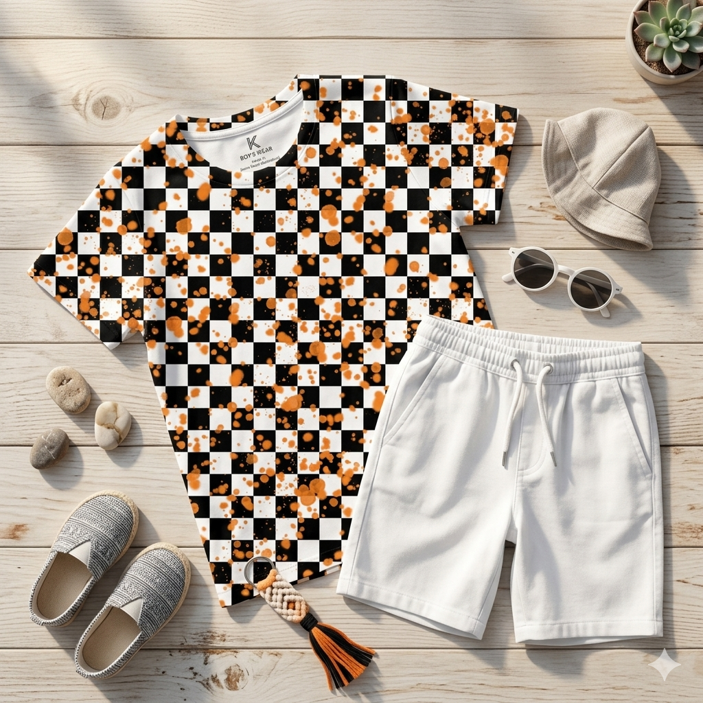 Orange Acid Checker Handmade