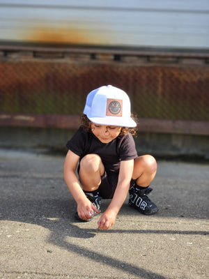 Smiley White Trucker Snapback Hat