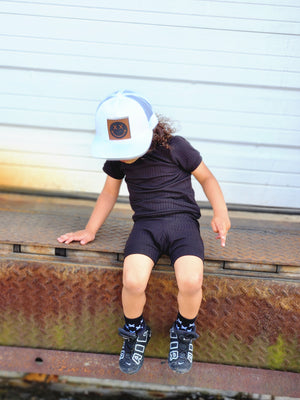 Smiley White Trucker Snapback Hat