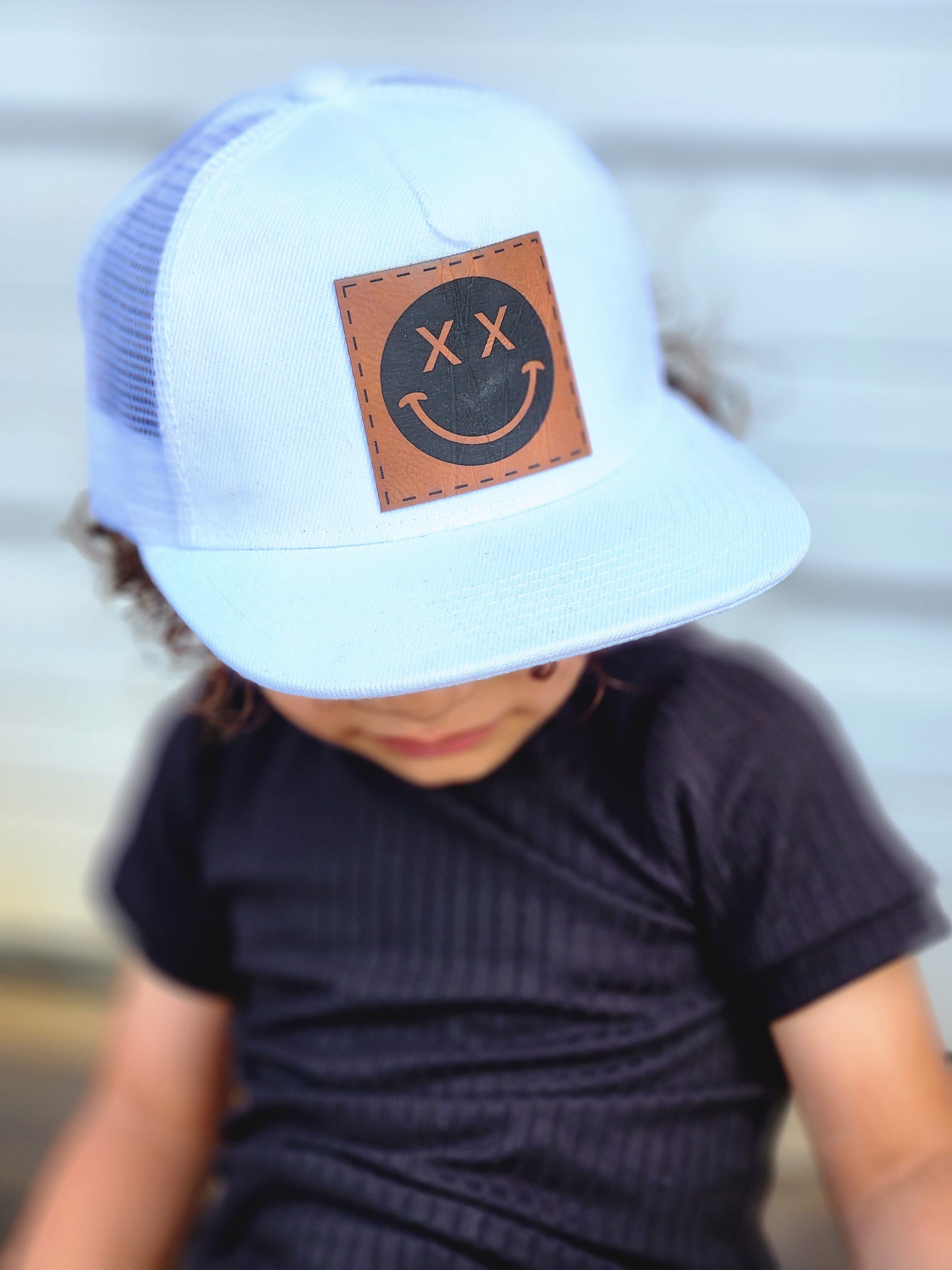 Smiley White Trucker Snapback Hat