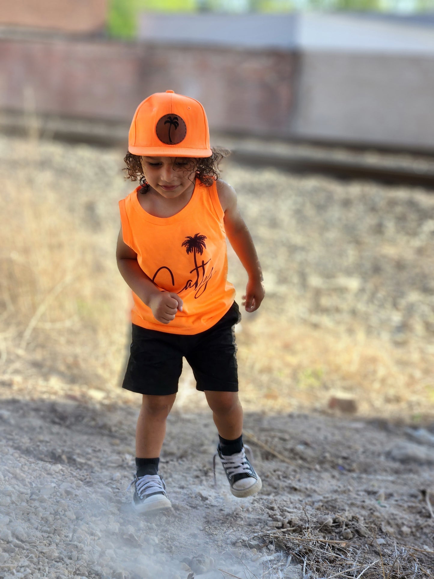 Neon Orange Snapback Hat