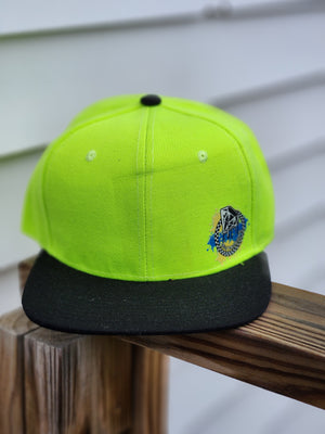 Neon Yellow & Black Snapback Hat