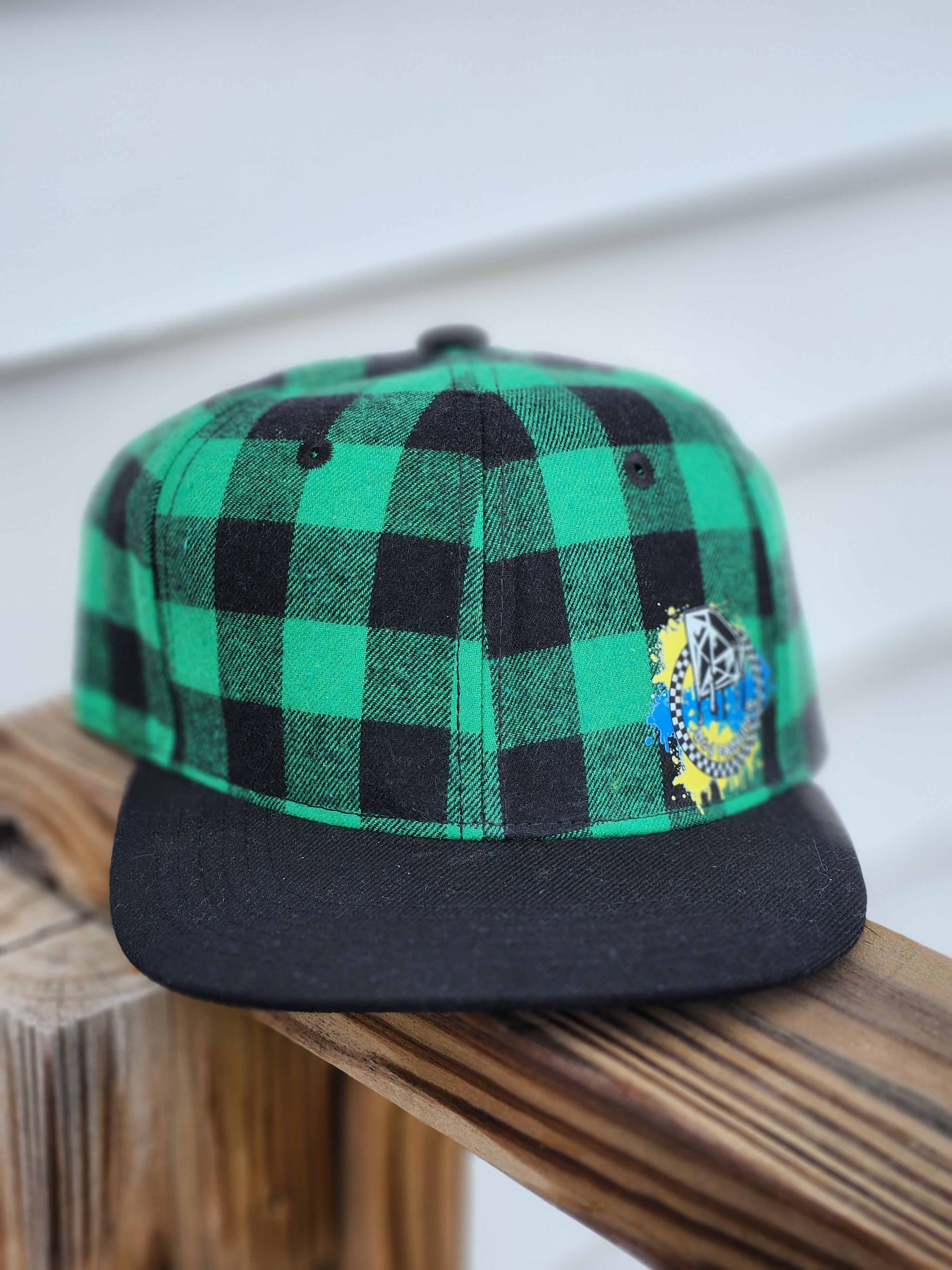 Green Buffalo & Black Plaid Snapback Hat