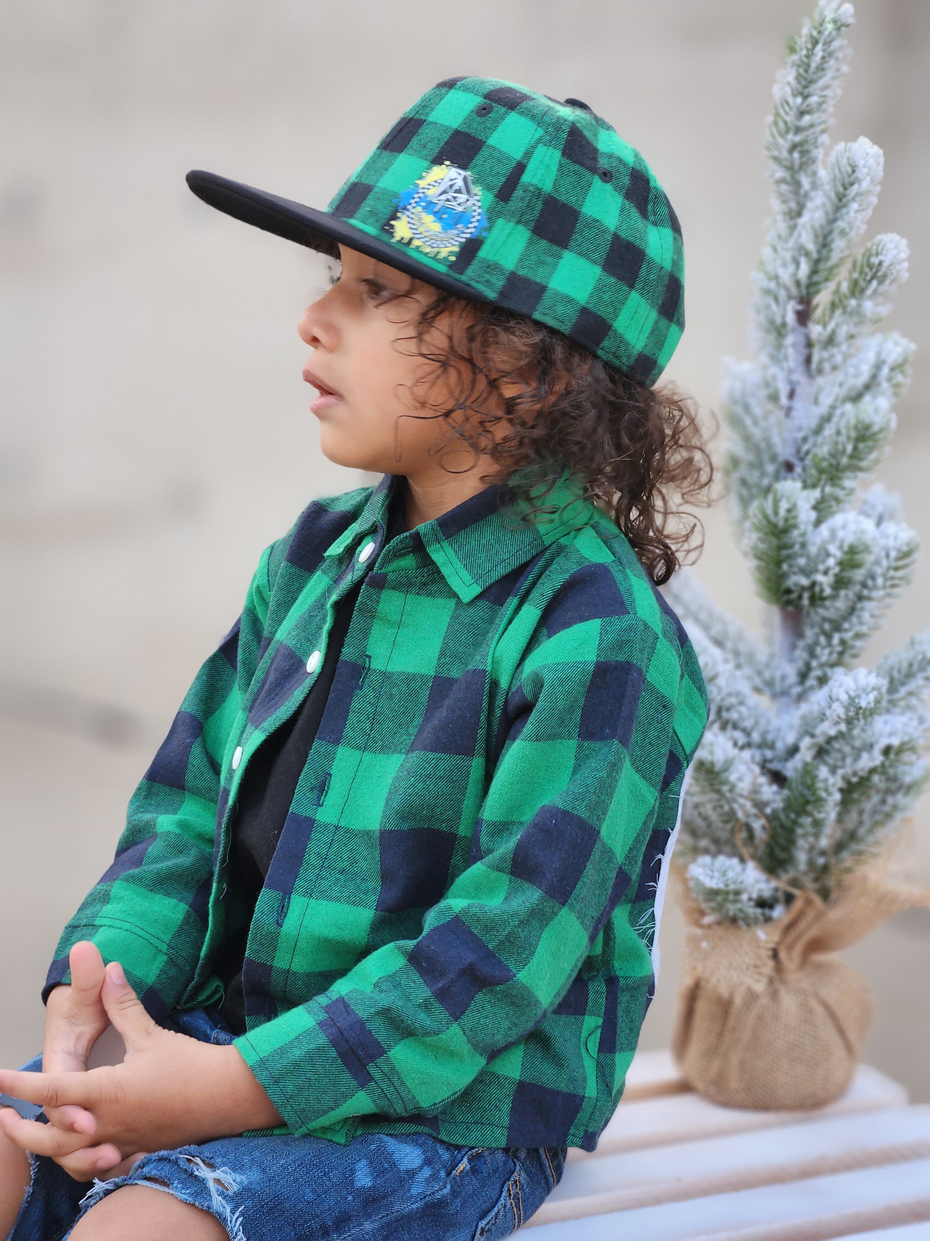 Green Buffalo & Black Plaid Snapback Hat