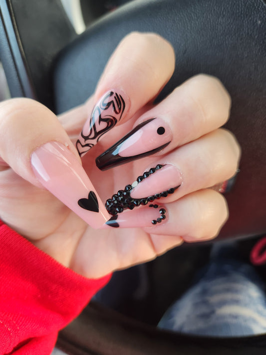 Black Love Long Nails