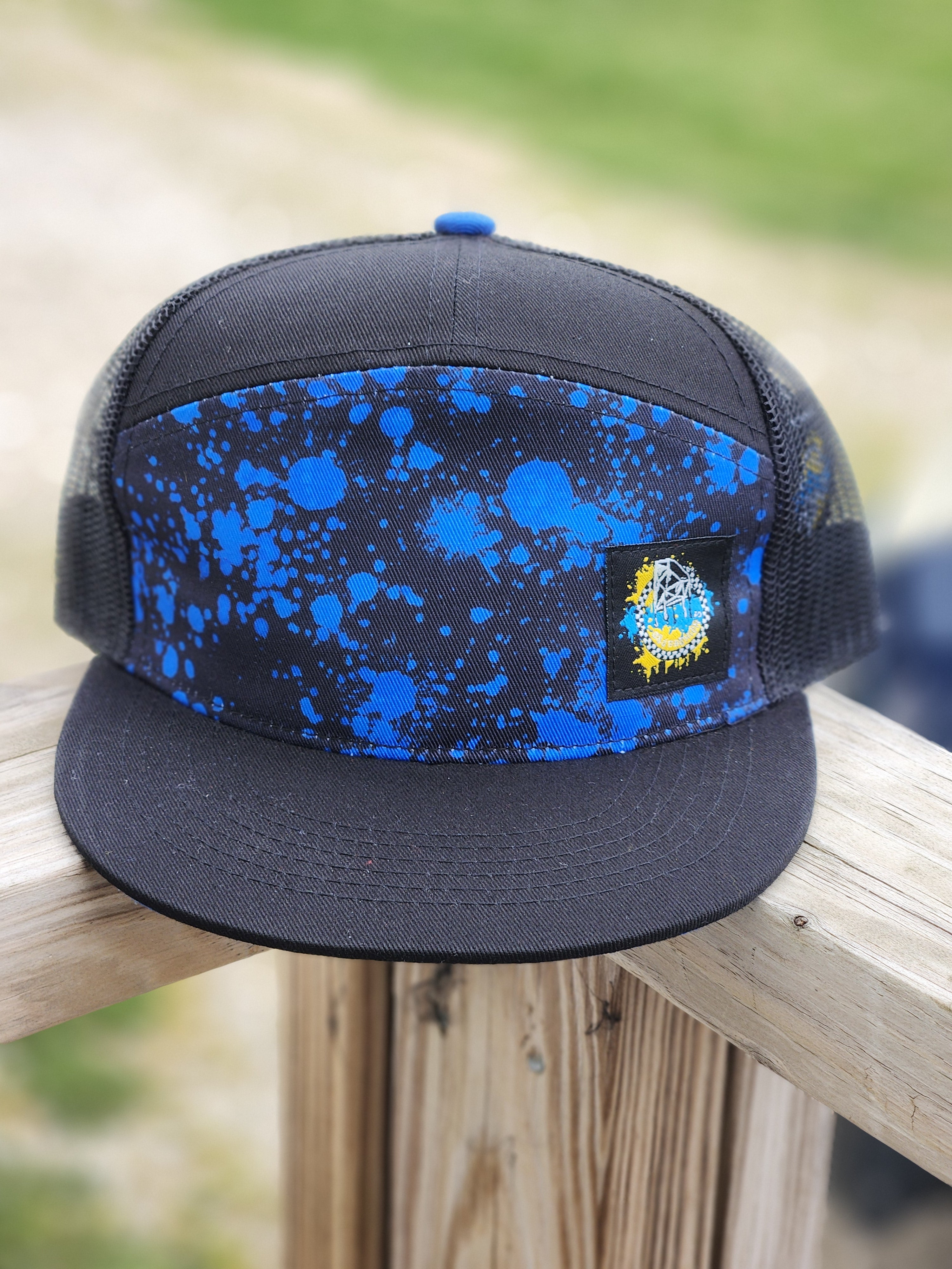 Blue Splatter Trucker Snapback Hat RTS