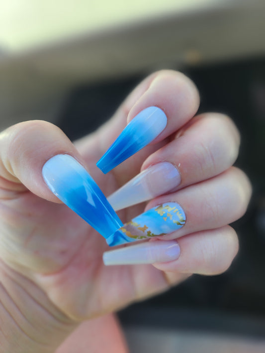 Blue Dreamy Long Nails