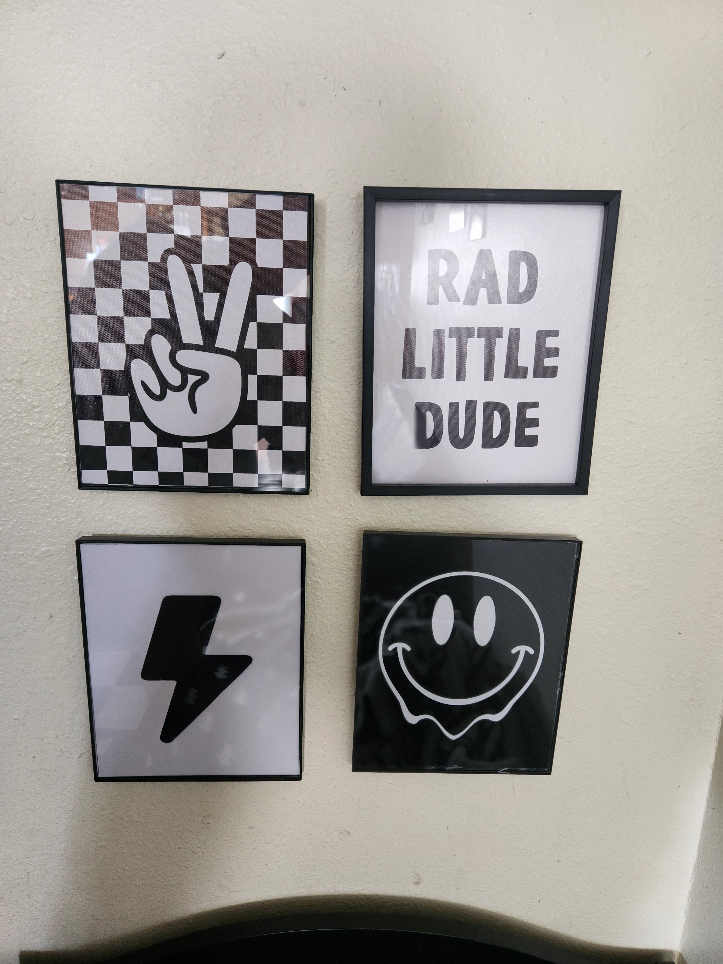 Checker, Lighting Bolt, Smiley Face, Rad Little Dude Flat Canvas