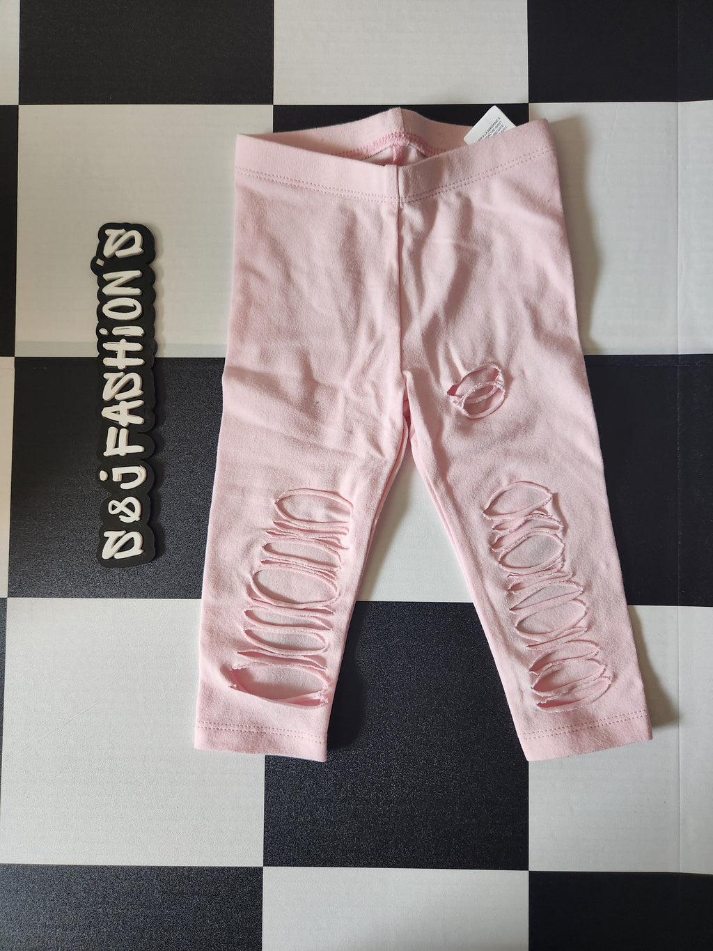 Pink Shredded Leggings 6/9m RTS