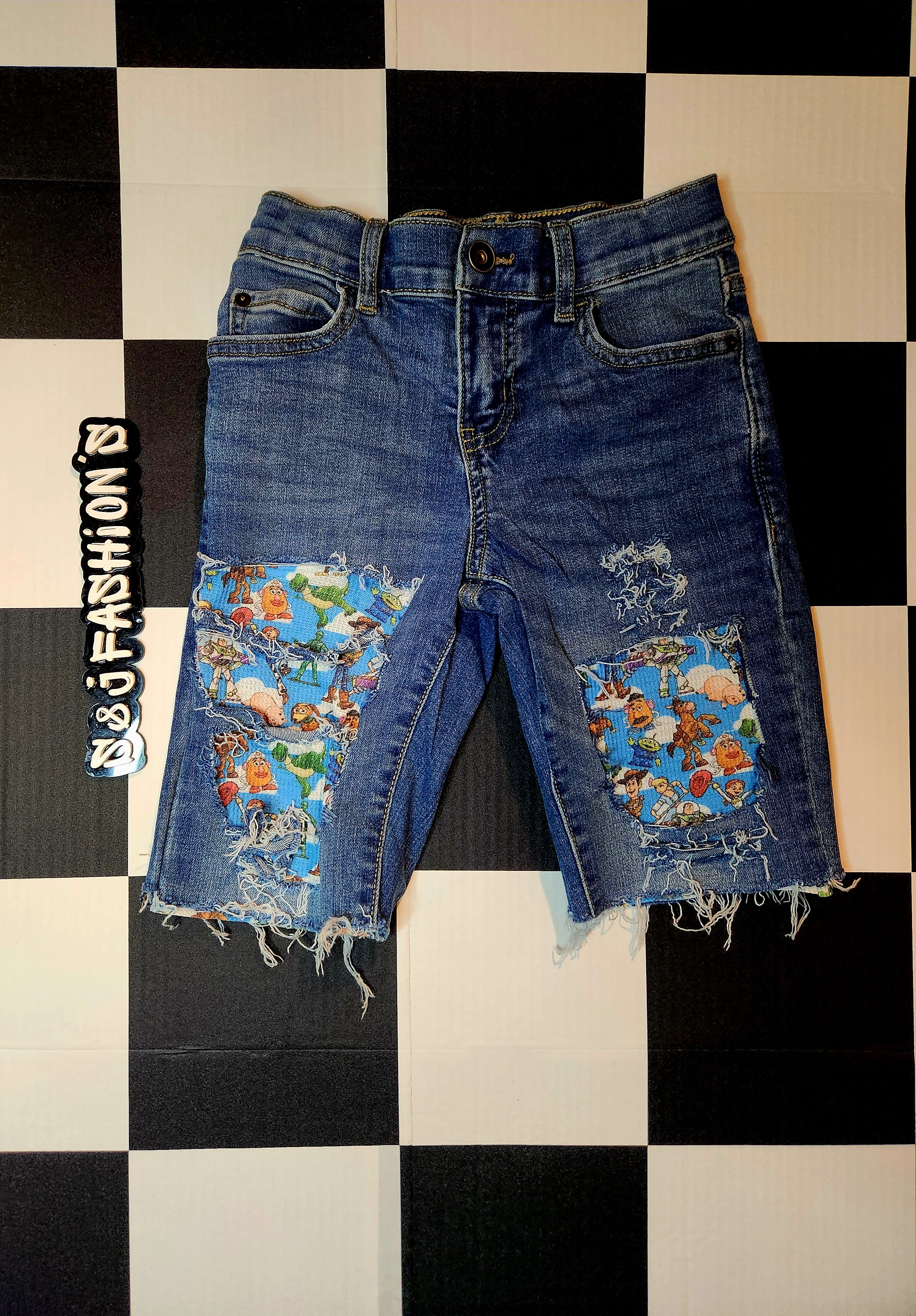 Boys Distressed Jeans Shorts Toy Story