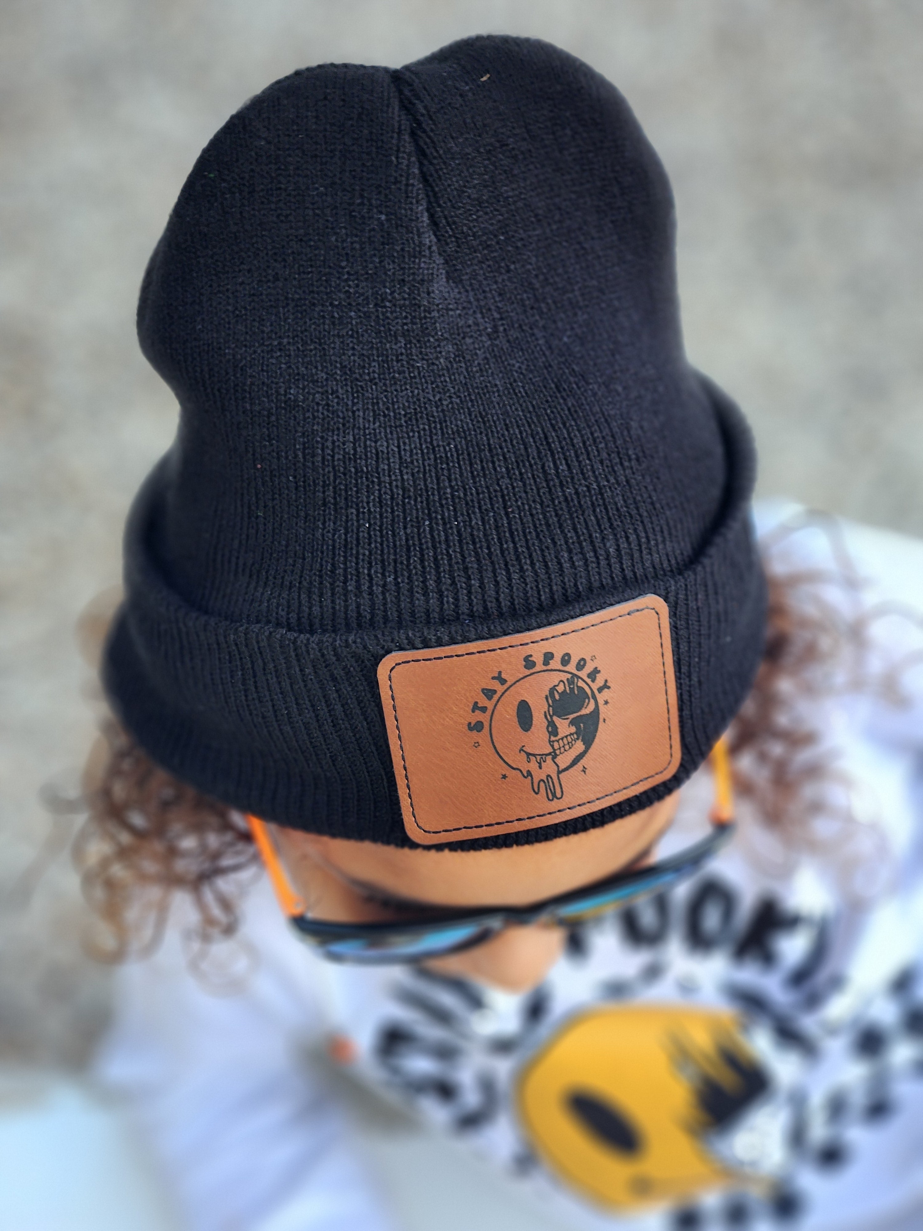 Stay Spooky Halloween Patch Beanie