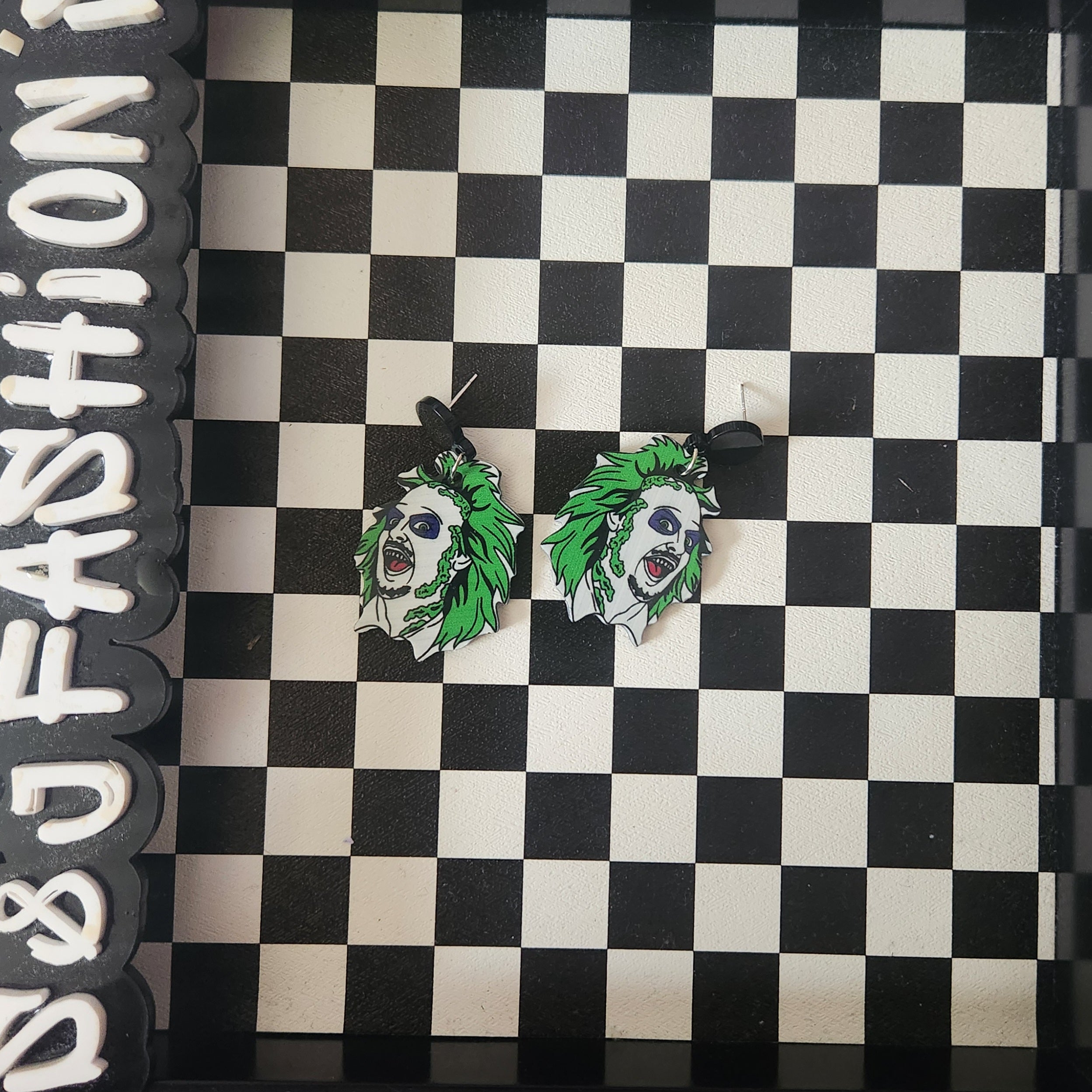 Beetlejuice Earrings Horror Halloween