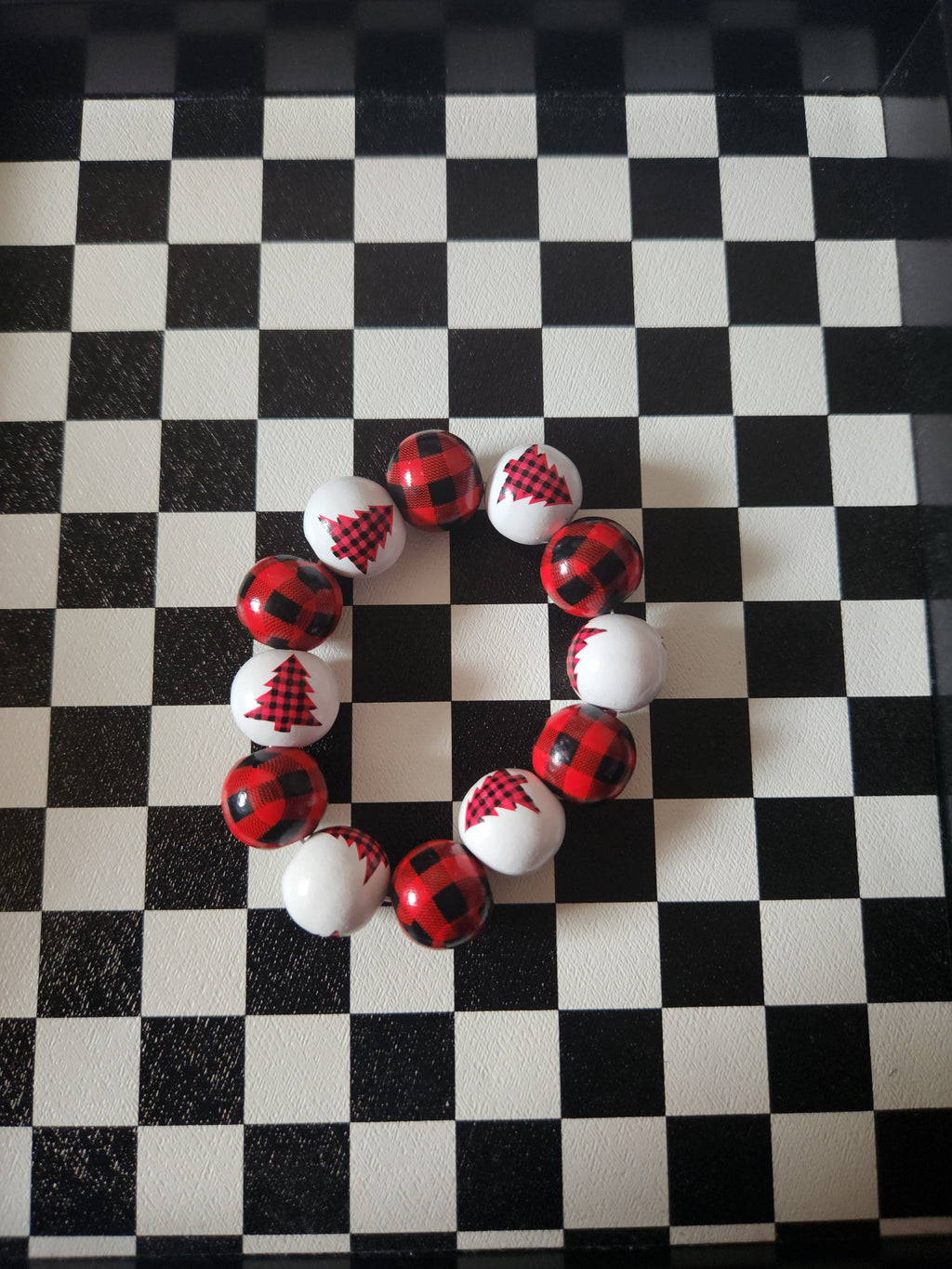 Buffalo Plaid Tree Christmas Bracelet