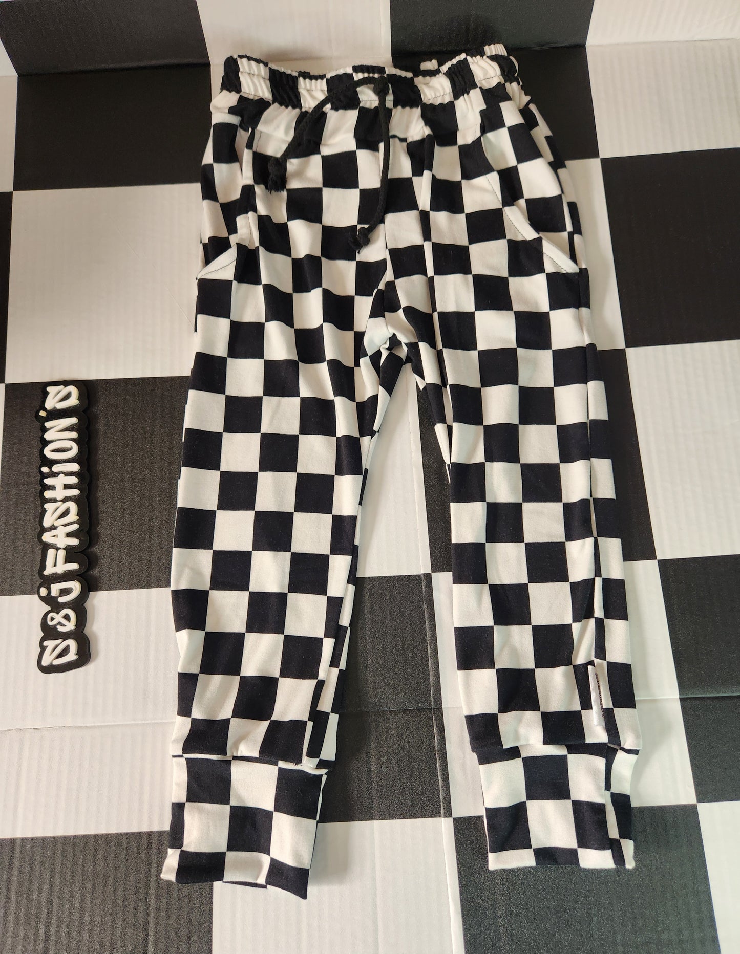 Black White Checker Handmade