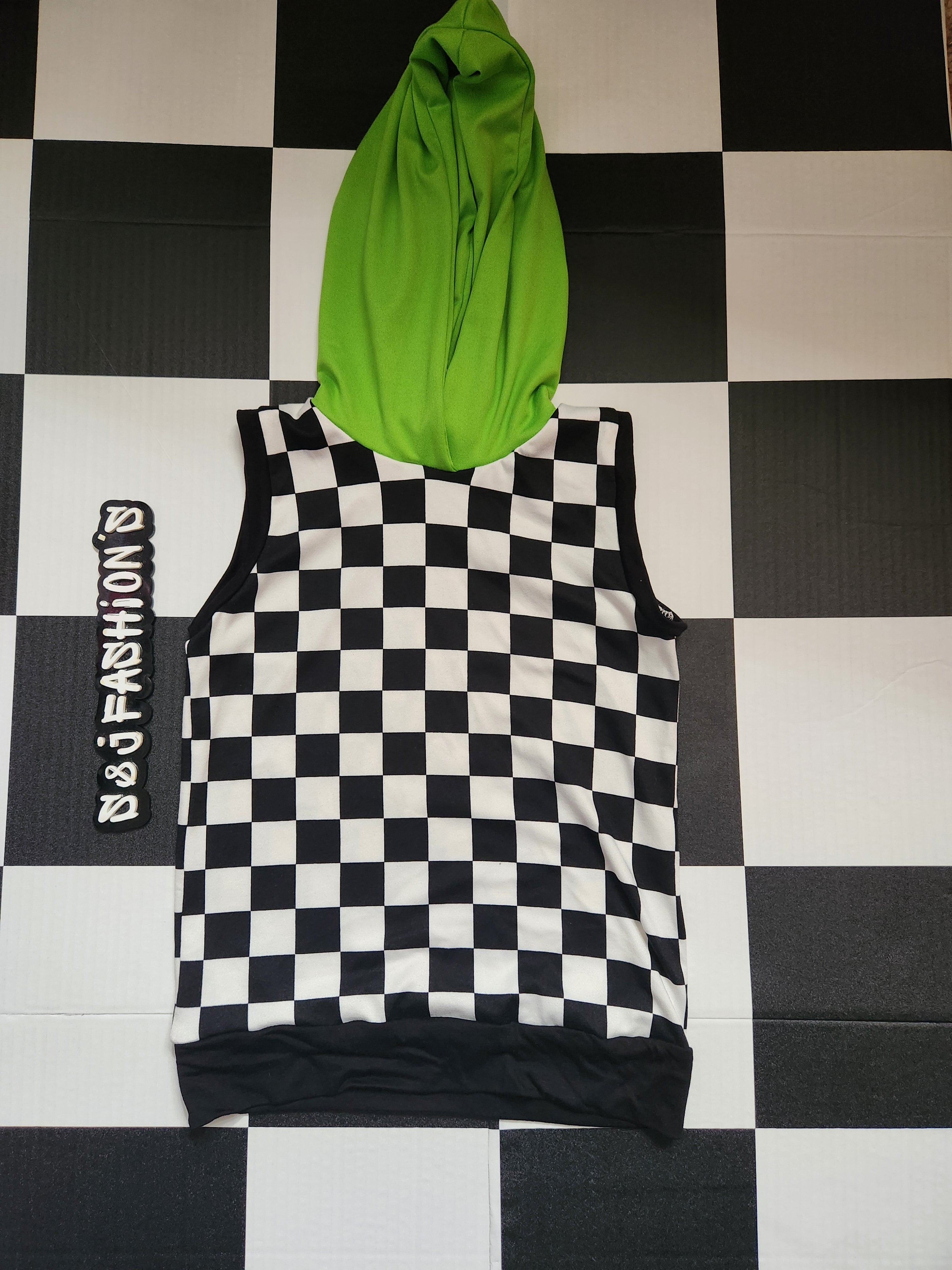 Lime Green Checker Muscle Tank 3t RTS