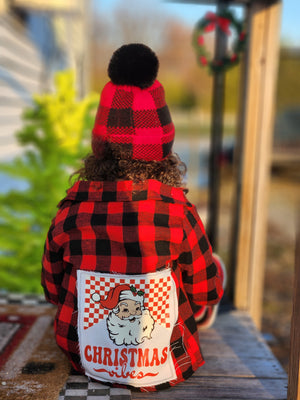 Buffalo Plaid Pom Beanie Christmas