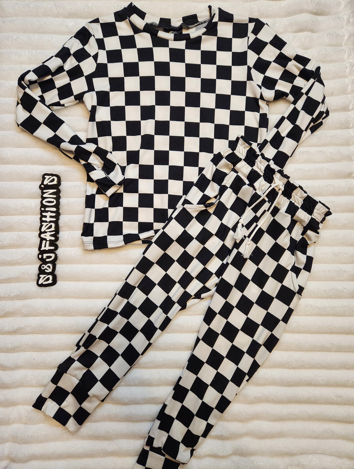 Black White Checker Handmade