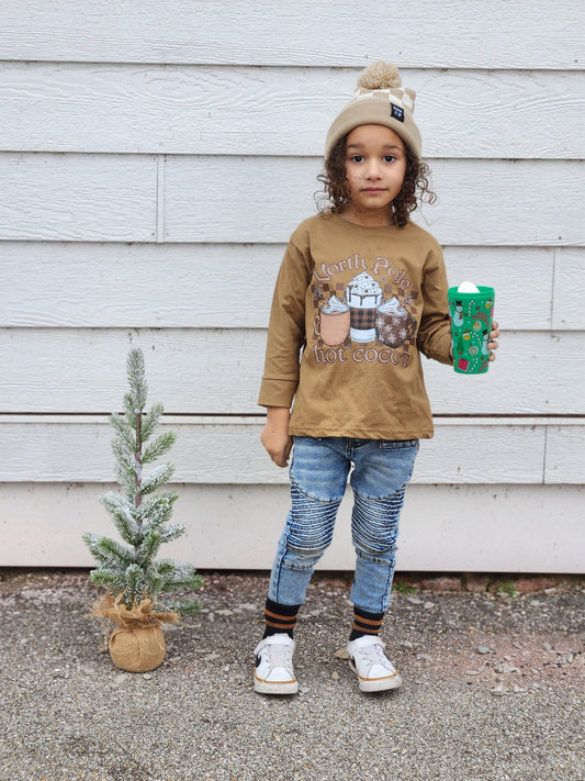 North Pole Hot Cocoa Christmas shirt boys shirt girls shirt